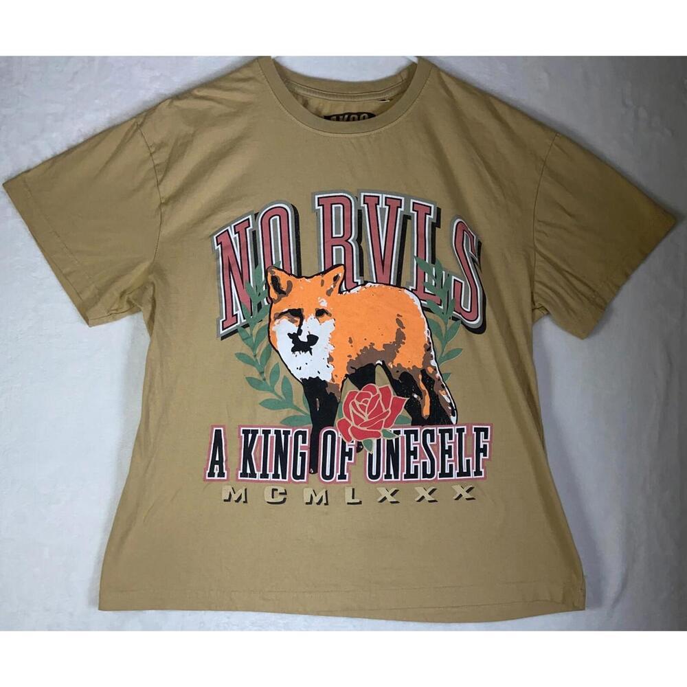 NO RVLS Akoo T Shirt Mens 2XL Tan Street Fox Hip Hop A King of Oneself ATL